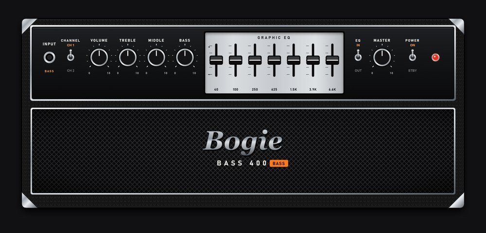 The Bogie 400 bass head with its seven-band EQ