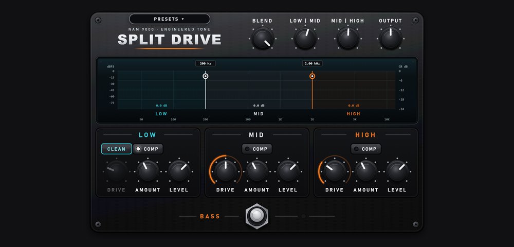 The SPLIT DRIVE three-band bass pedal
